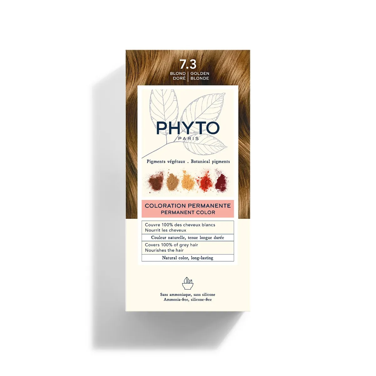 Phyto Phytocolor 7.3 Biondo Dorato Colorazione Permanente Senza Ammoniaca 100% Copertura Capelli Bianchi