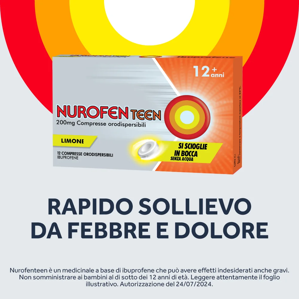 Nurofenteen 200 mg Gusto Limone 12 Compresse Orodispersibili Ibuprofene Analgesico