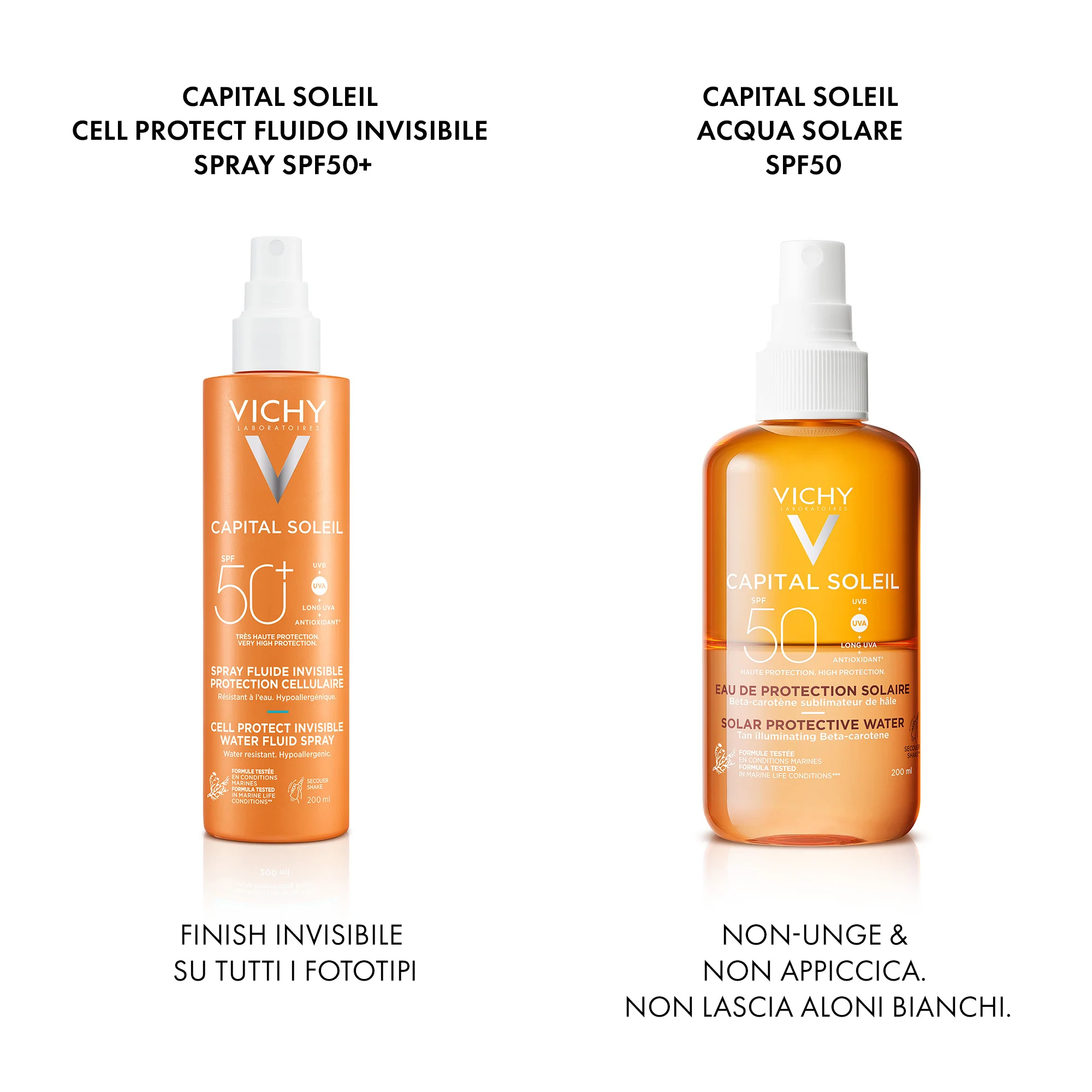 Vichy Capital Soleil Spray Spf50+ 200 ml Protezione solare viso e corpo