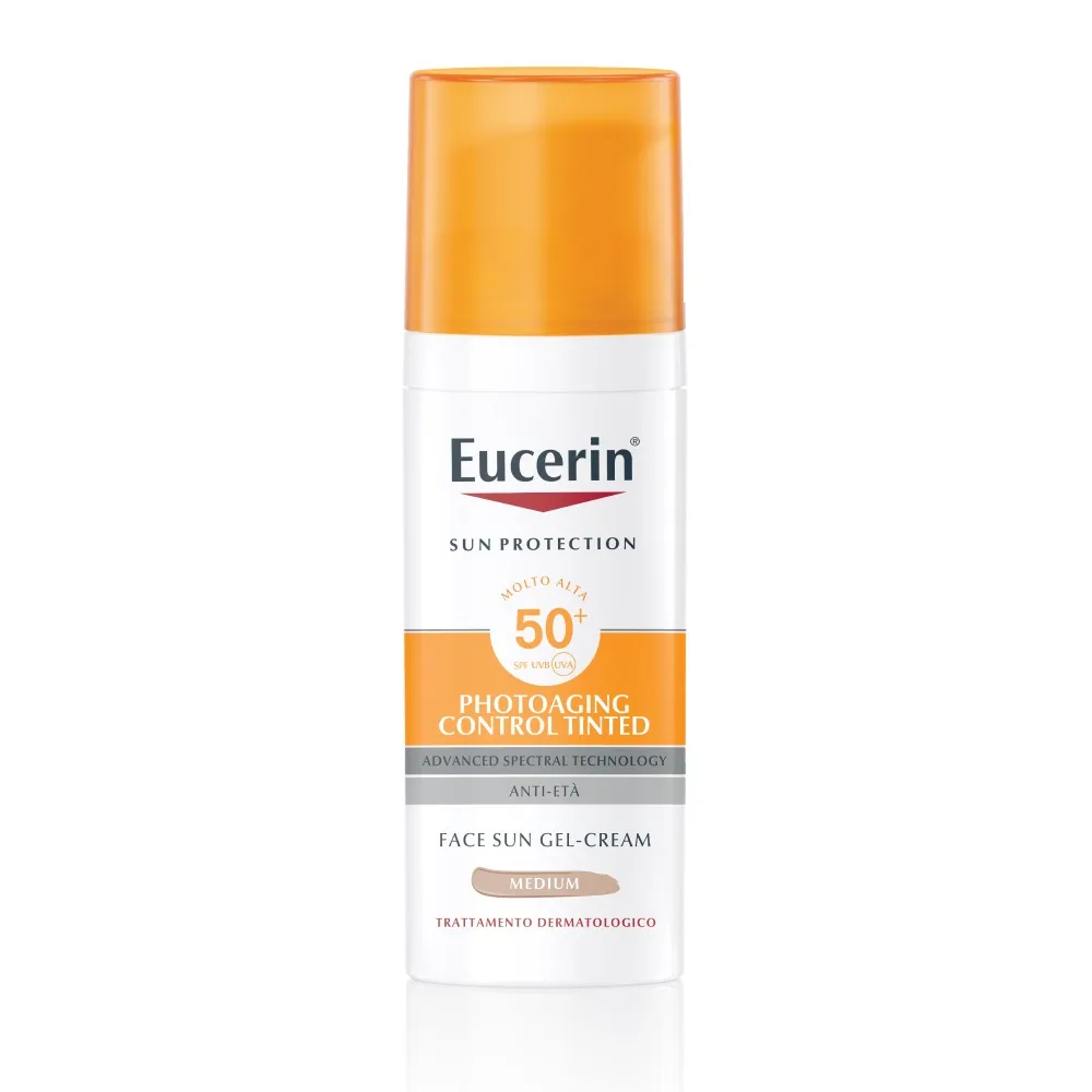 Eucerin Sun Photoaging Control Tinted Gel Creme Spf50+ Medium 50 Ml Protezione Viso Colorata