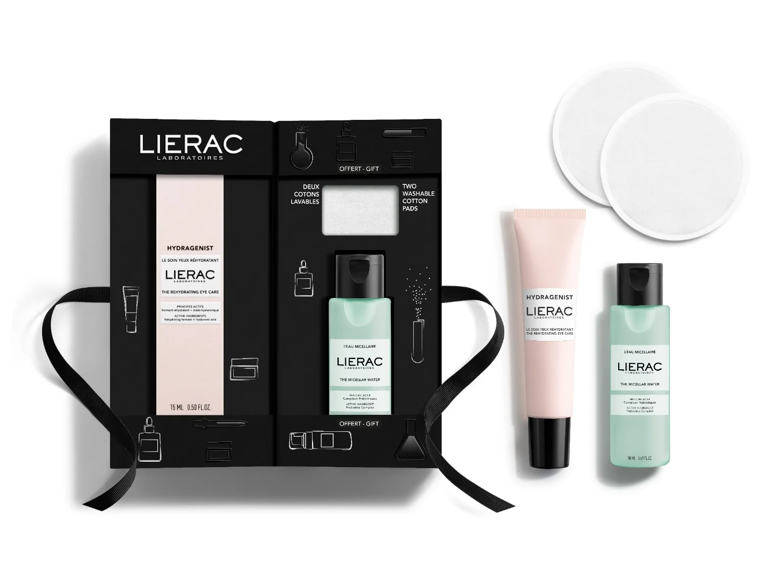 LIERAC COFANETTO HYDRAGENIST OCCHI + MINI ACQUA MICELLARE + PADS