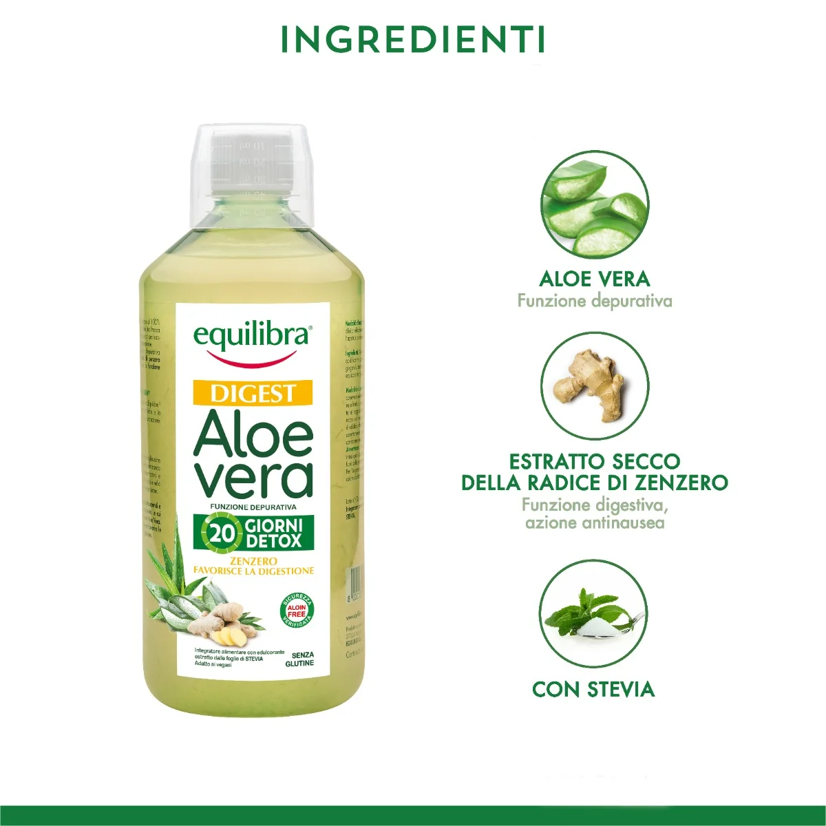 Equilibra Aloe Vera Digest Zenzero 1L Dermatologicamente Testato