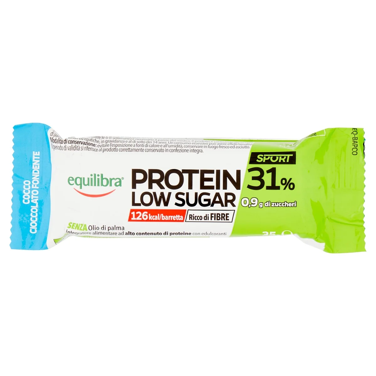 EQUILIBRA PROTEIN 31% LOW SUGAR BARRETTA COCCO/CIOCCOLATO FONDENTE 35 G