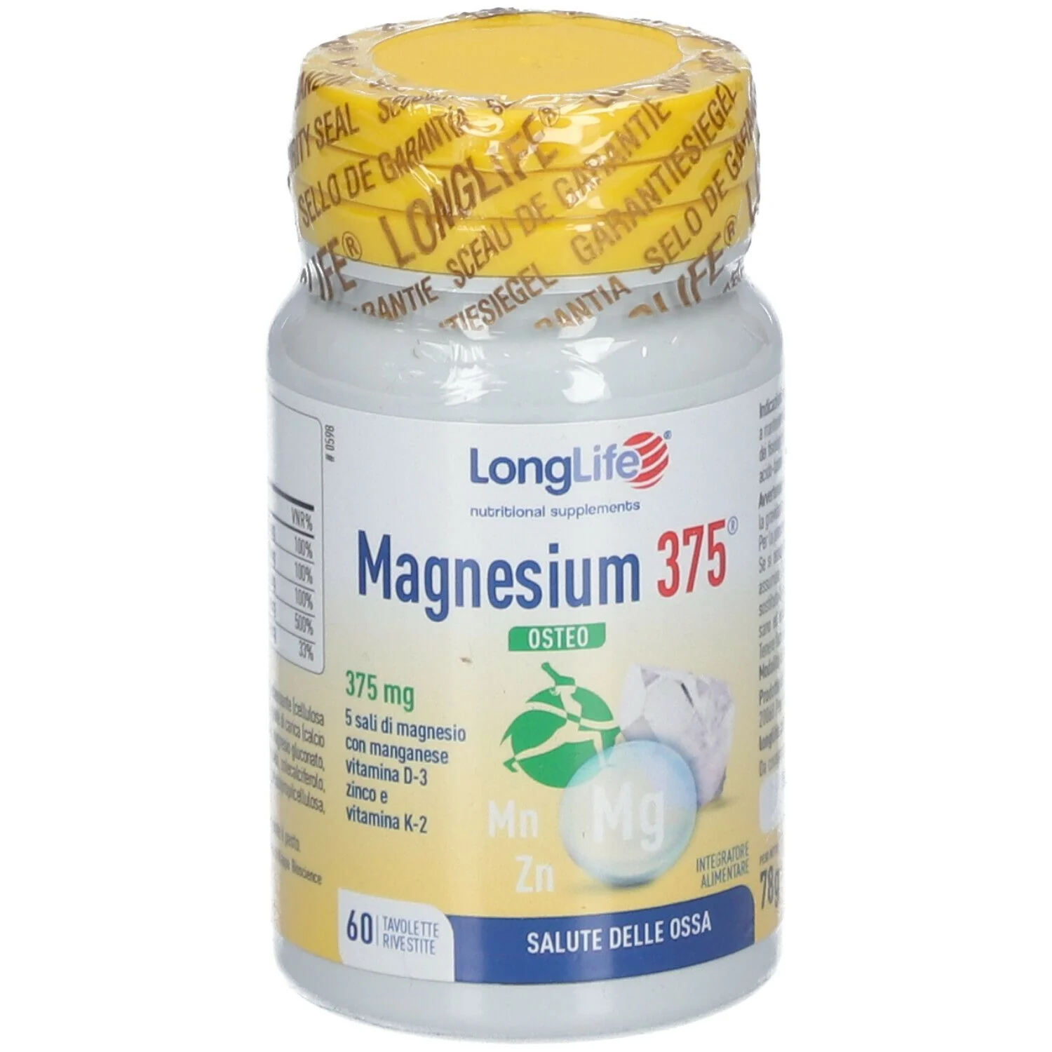 LONGLIFE MAGNESIUM 375 OSTEO 60 TAVOLETTE