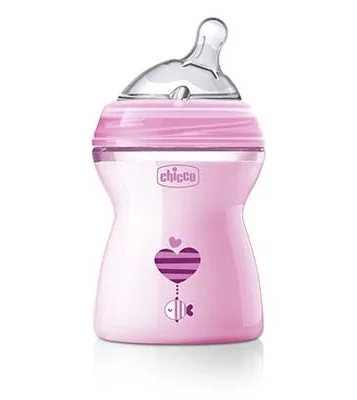 CHICCO BIB NAT-FEEL 2M+ GIRL 250ML