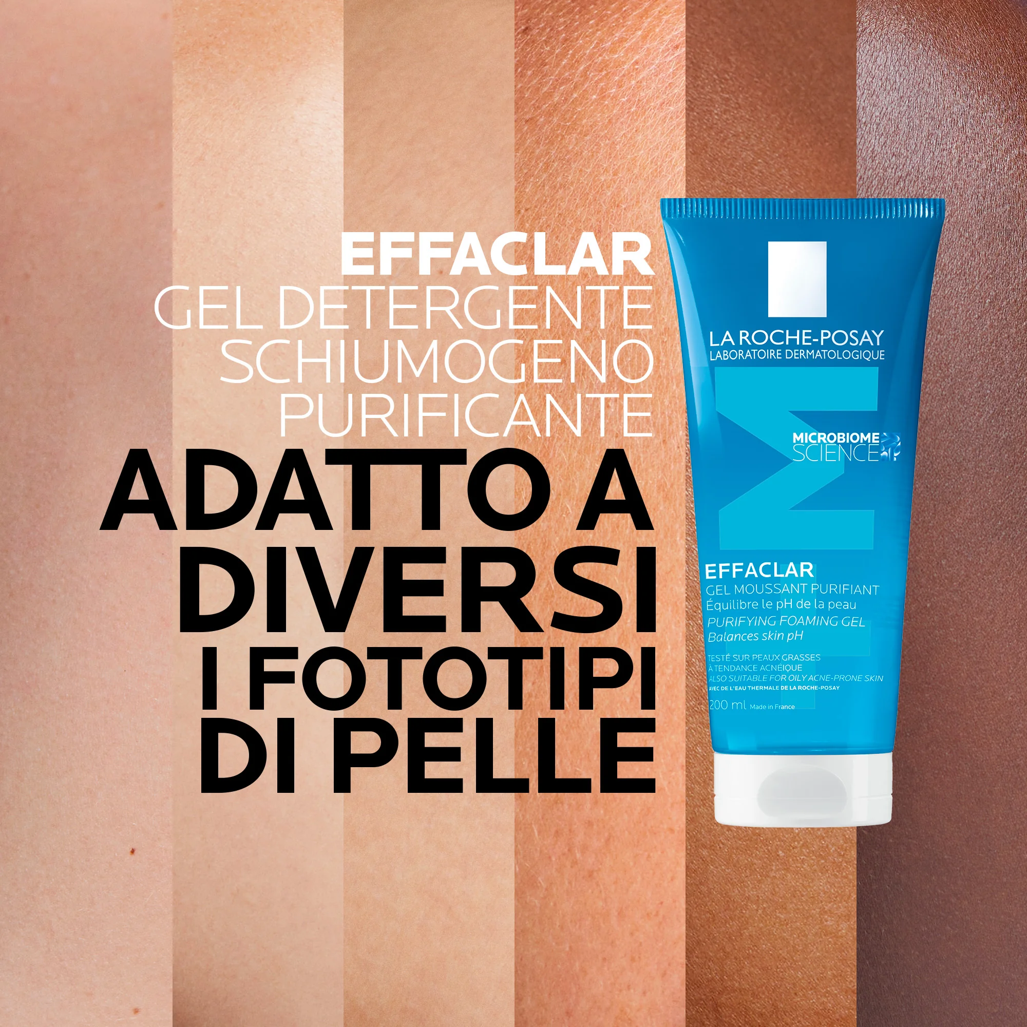 La Roche Posay Effaclar Gel Mousse Purificante 200 ml Detergente Viso per Pelle Grassa e Sensibile