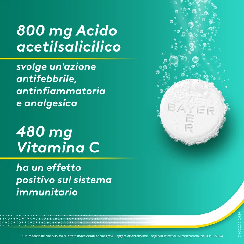 Aspirina Act C Febbre e Sintomi Influenzali 10 Compresse Effervescenti Con vitamina C