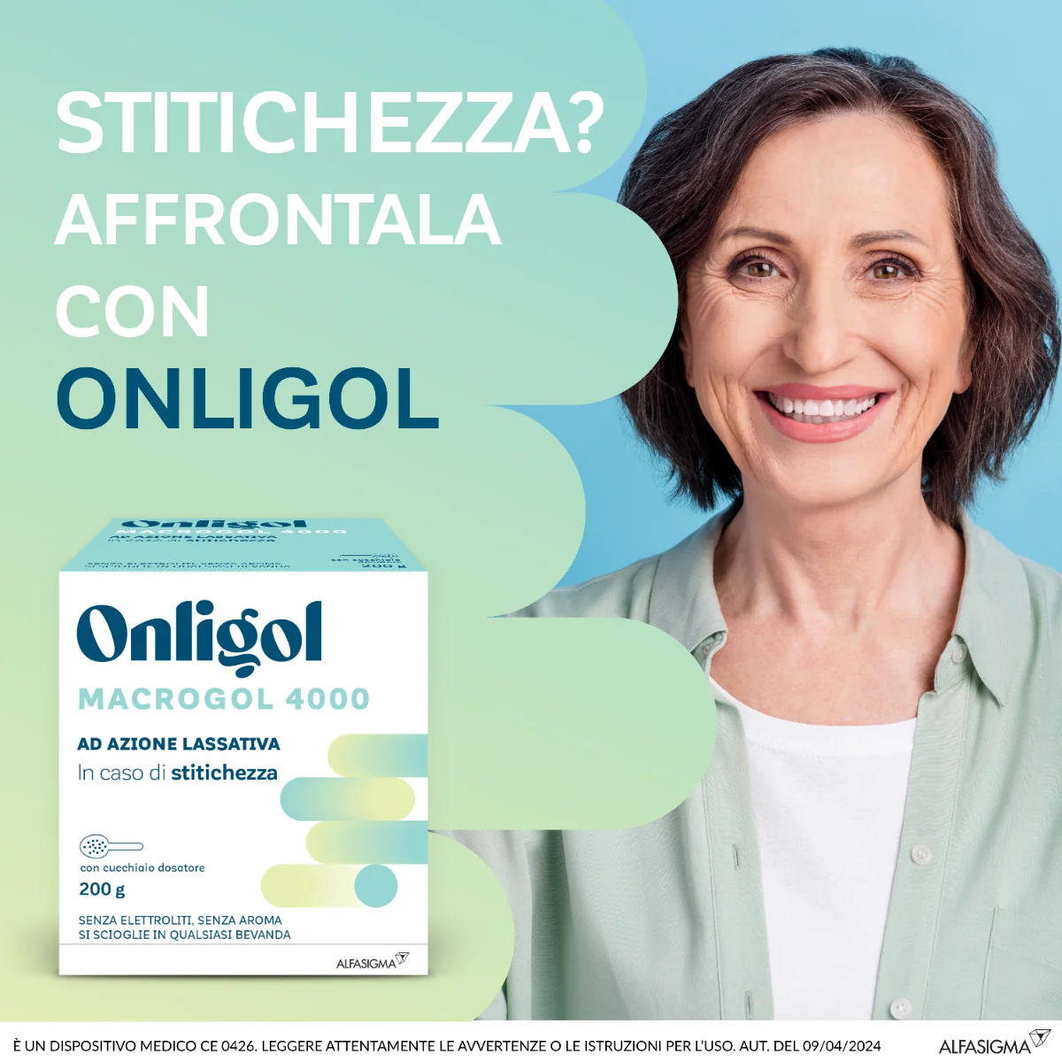 Onligol Macrogol 4000 Integratore Lassativo 200 g Con Cucchiaio Dosatore