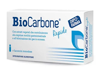 DEPOFARMA BIOCARBONE RAPIDO INTEGRATORE TRANSITO INTESTINALE 8 FLACONCINI MONODOSE