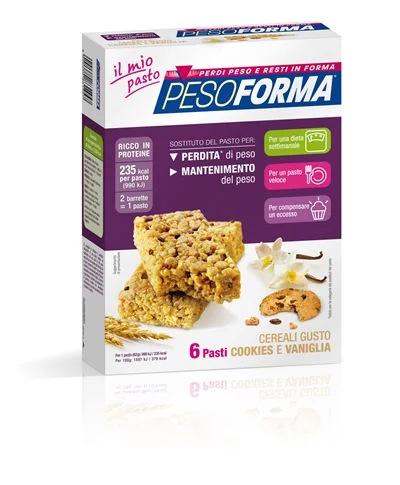 PESOFORMA PASTO SOSTITUTIVO CEREALI GUSTO COOKIES E VANIGLIA 6 BARRETTE