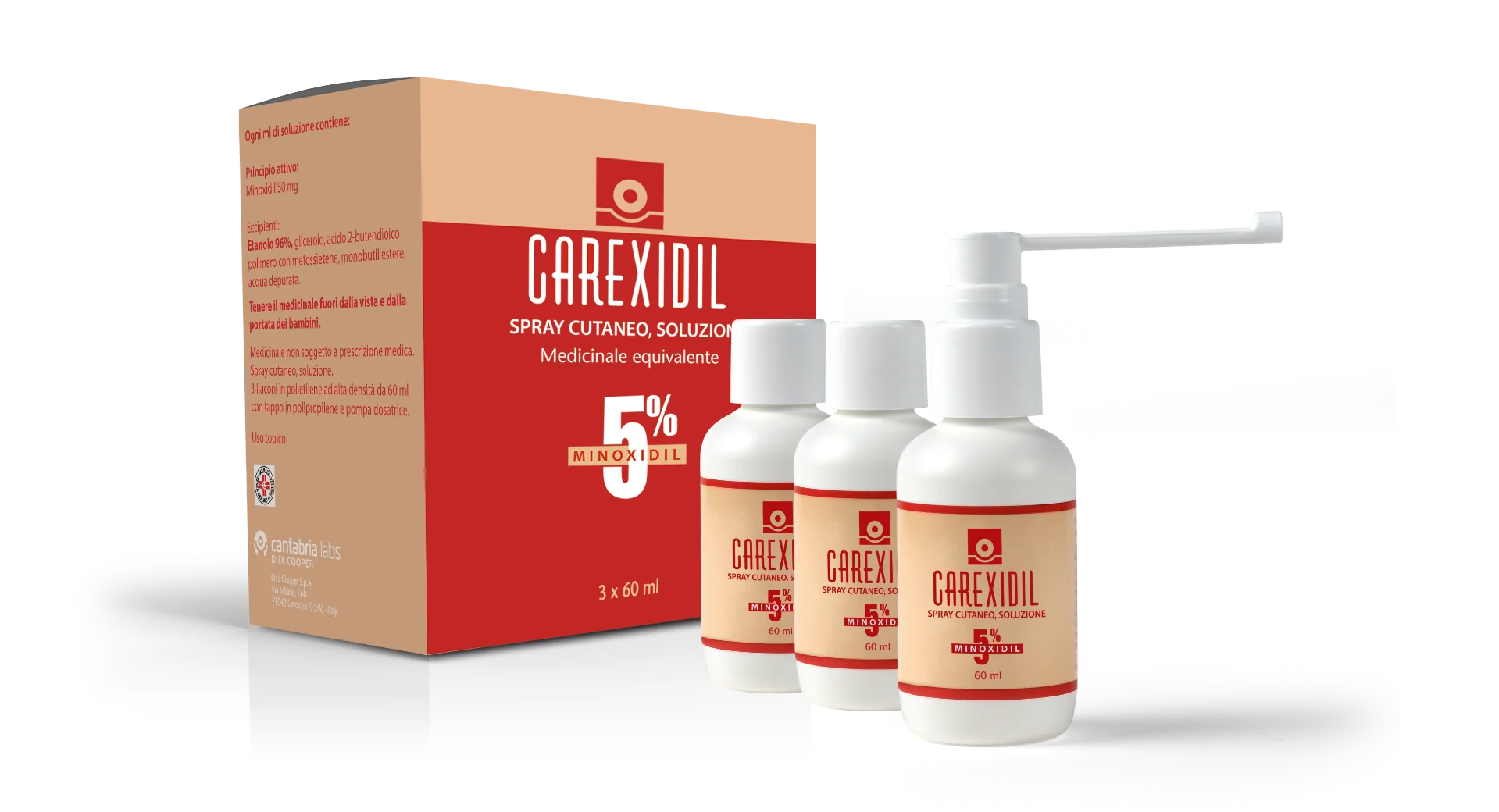 CAREXIDIL SOLUZIONE CUTANEA 5% 60 ML X3 PEZZI