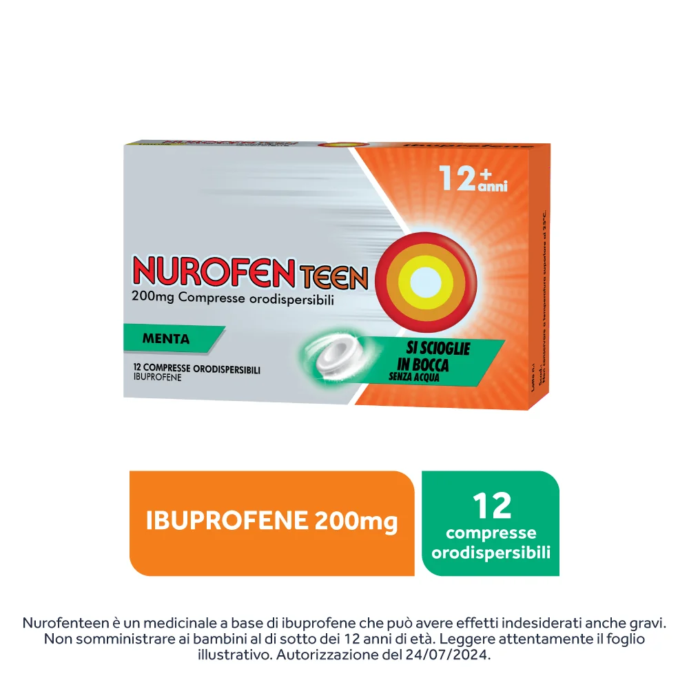 Nurofenteen 200 mg Gusto Menta 12 Compresse Orodispersibili Antinfiammatorio