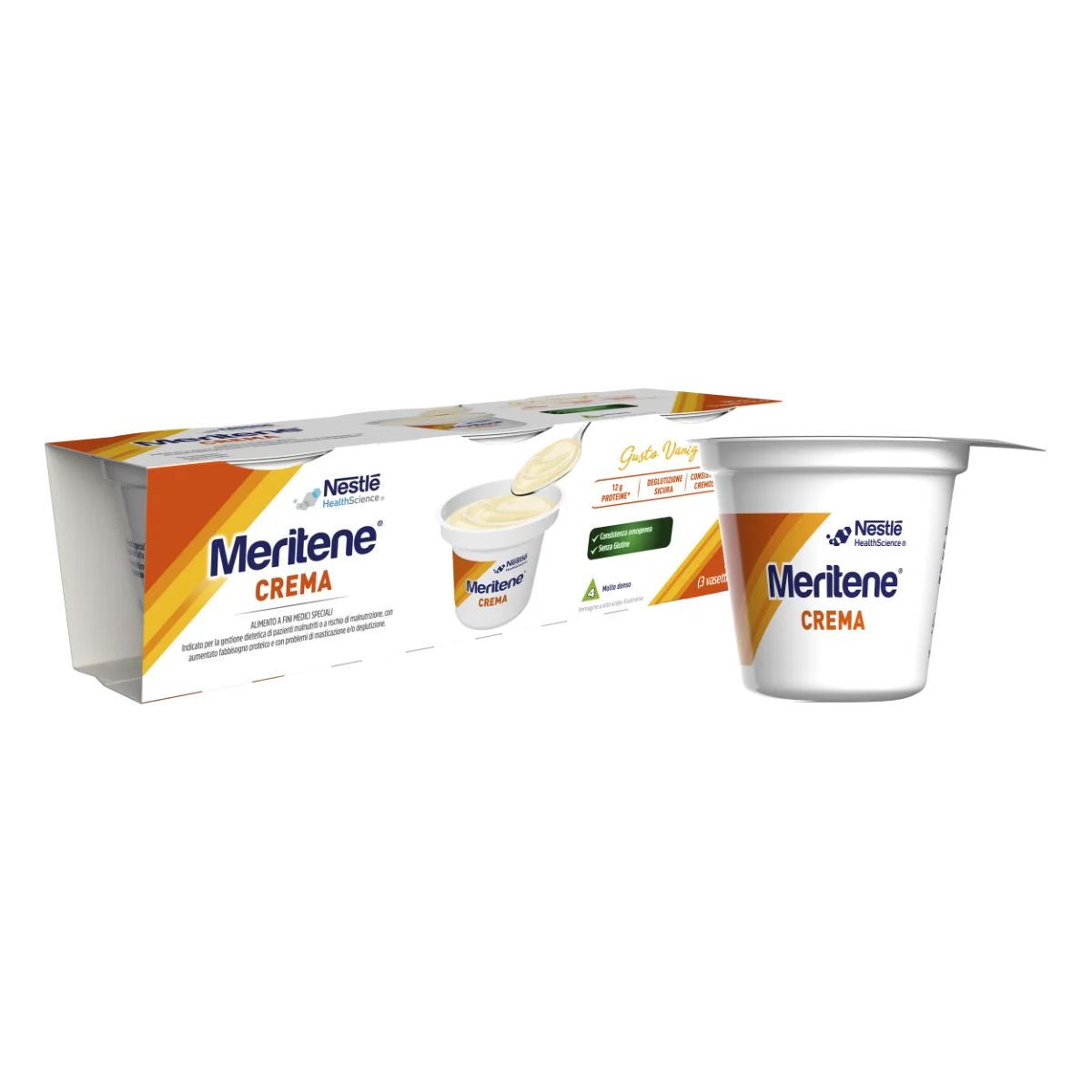 MERITENE FORZA E VITALITÀ  CREMA VANIGLIA DESSERT IPERPROTEICO IPERCALORICO 3X125 G