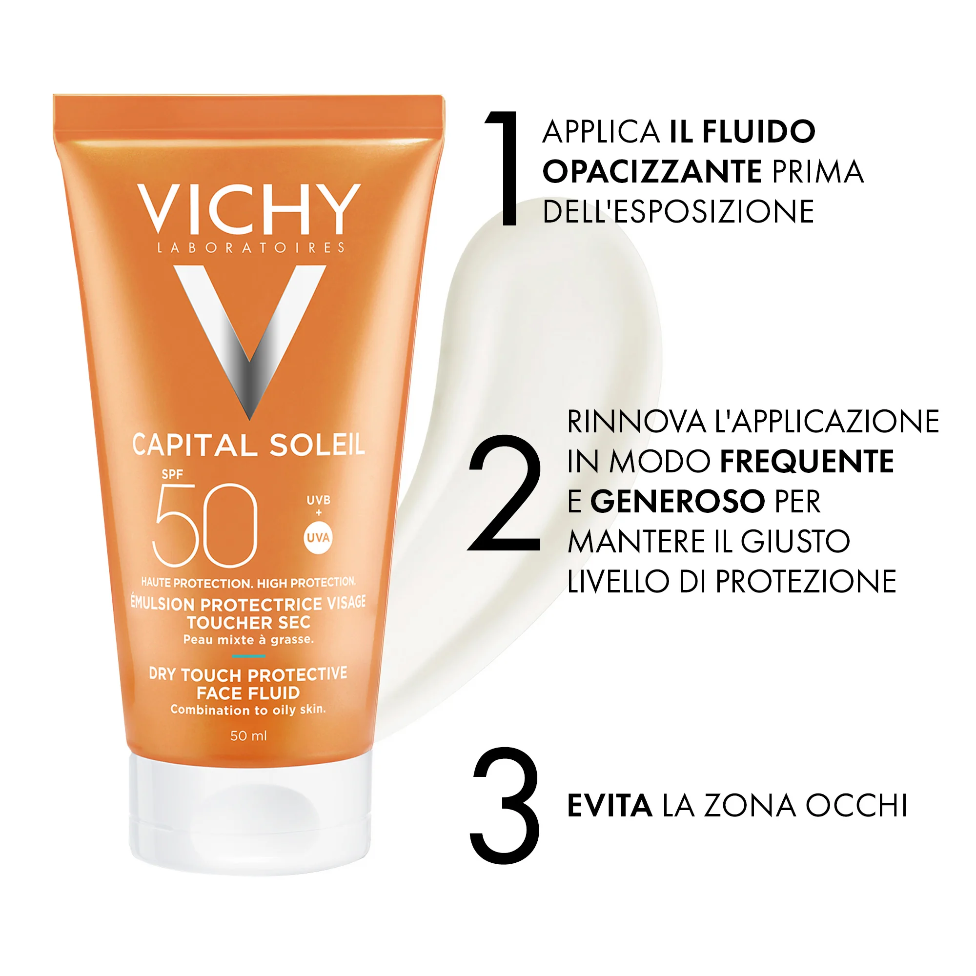 Vichy Idèal Soleil Emulsione Anti-lucidità  Effetto Asciutto SPF 50 Pelle Grassa 50 ml 