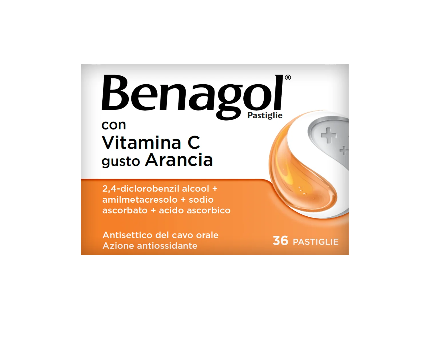 Benagol Pastiglie Vitamina C Gusto Arancia 36 Pastiglie Antisettico Cavo Orale