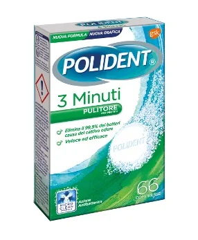 POLIDENT 3 MINUTI PULITORE PER PROTESI E DENTIERE 66 COMPRESSE