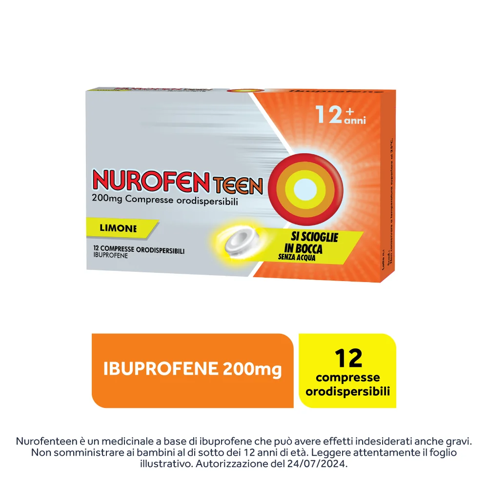 Nurofenteen 200 mg Gusto Limone 12 Compresse Orodispersibili Ibuprofene Analgesico