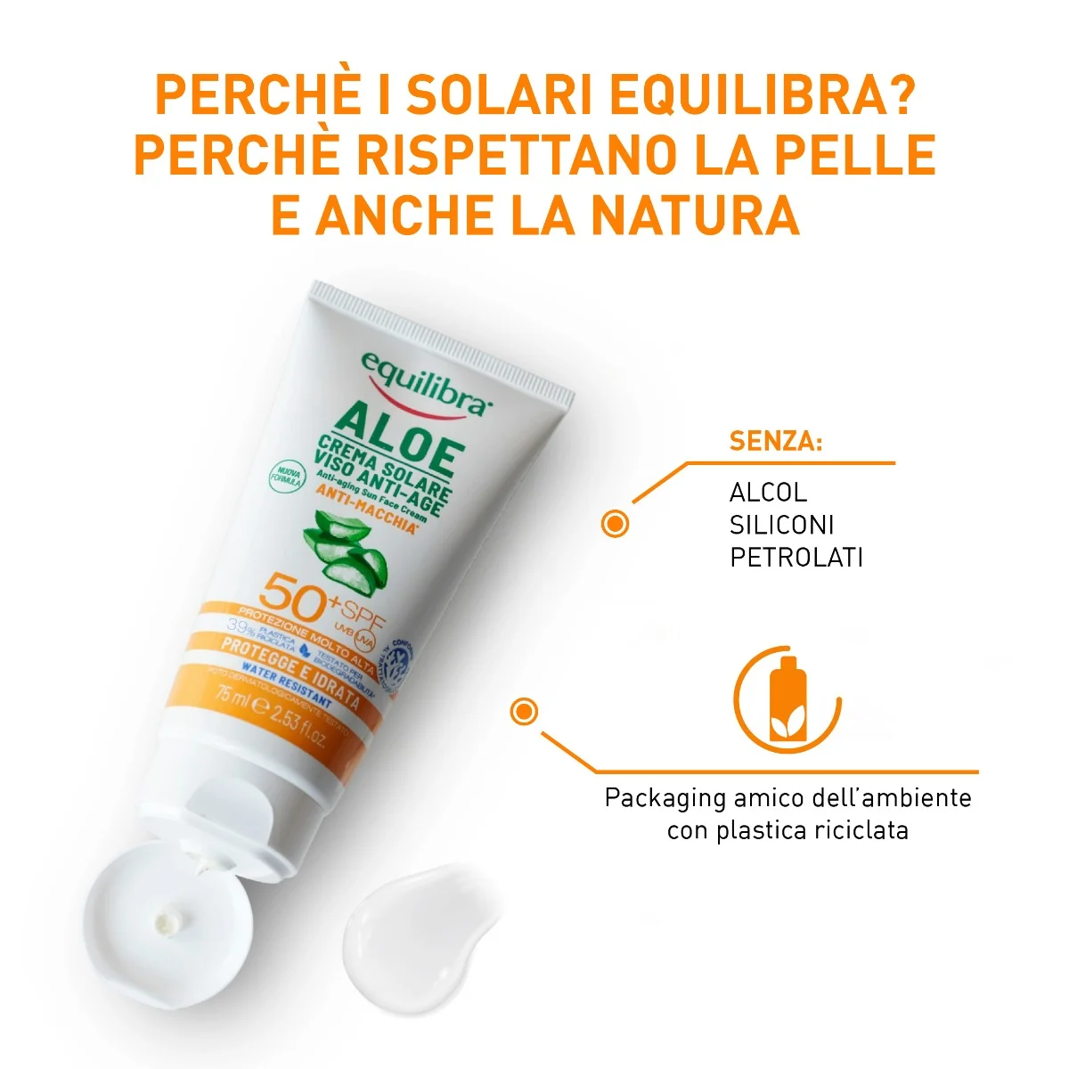 Equilibra Crema Solare Viso 50 + Antimacchia 75 ml Azione Anti-age