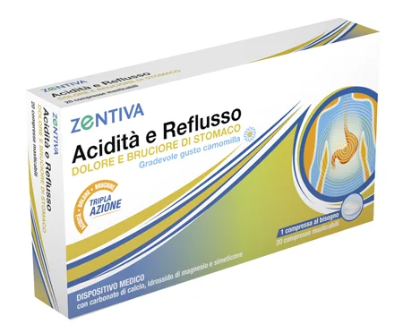 ZENTIVA ACIDITÀ  E REFLUSSO CONTRO BRUCIORE E DOLORE DI STOMACO 20 COMPRESSE MASTICABILI