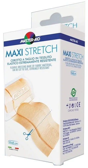 MASTER AID MAXI STRETCH CEROTTO A TAGLIO ELASTICO COLOR PELLE IPOALLERGENICO 50X8 CM