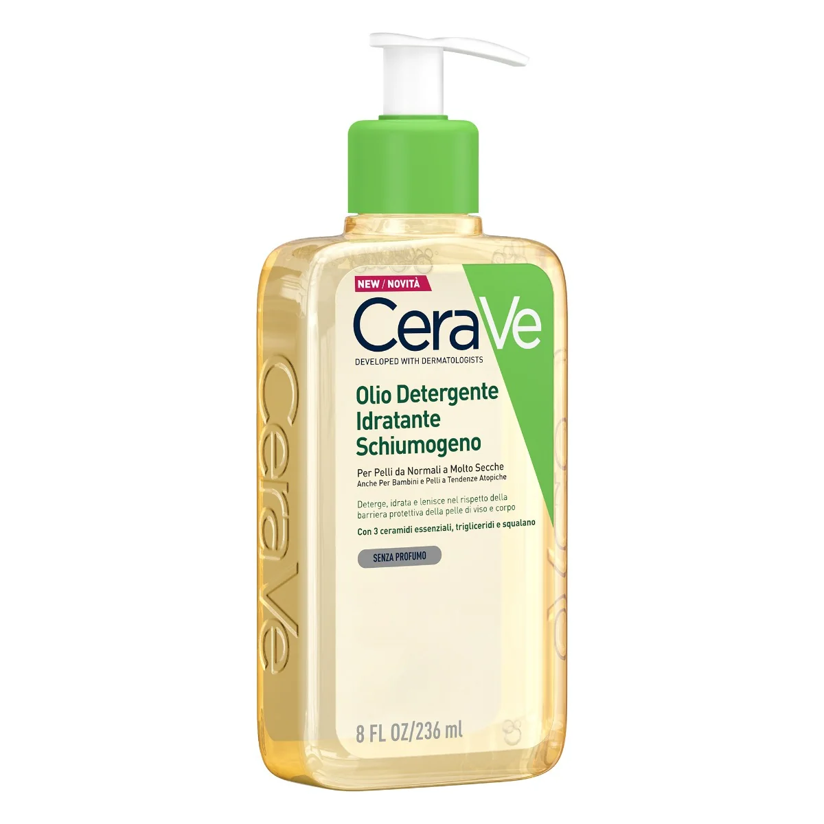 CeraVe Olio Detergente Idratante 236 ml Deterge, Idrata e Lenisce. Con 3 Ceramidi Essenziali, Trigliceridi e Squalene