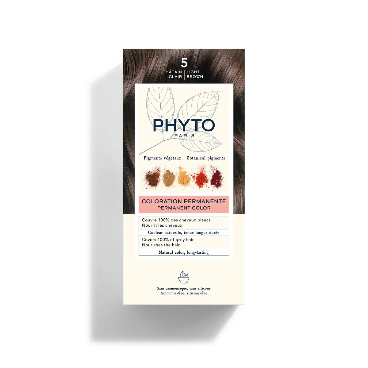 Phyto Phytocolor 5 Castano Chiaro Colorazione Permanente Senza Ammoniaca 100% Copertura Capelli Bianchi