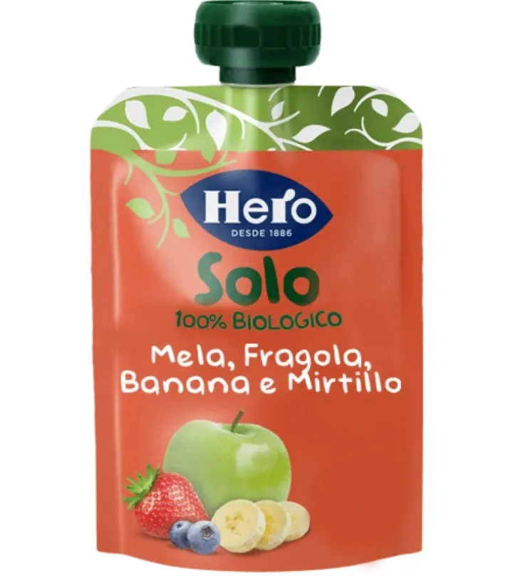 HERO SOLO FRUTTA FRULLATA MELA BANANA FRAGOLA E MIRTILLO 100 G