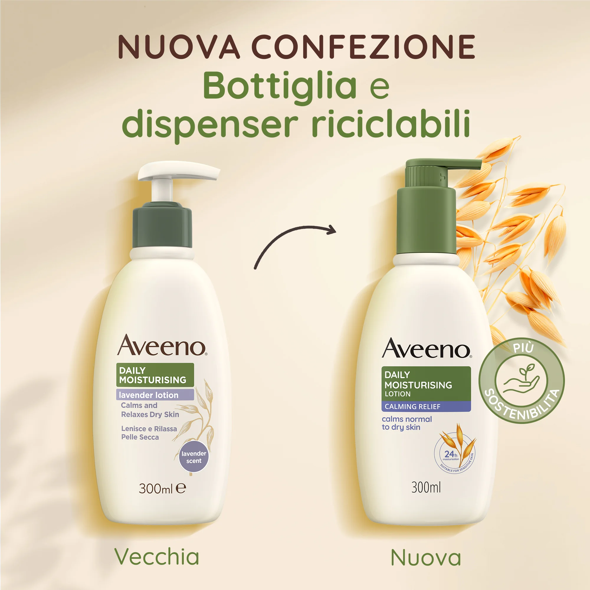 Aveeno Daily Moisturising Crema Corpo Idratante Lavanda 300 ml Per pelli normali normali, secche e sensibili