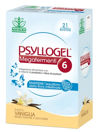 PSYLLOGEL MEGAFERMENTI 6 INTEGRATORE FERMENTI LATTICI GUSTO VANIGLIA 21 BUSTINE