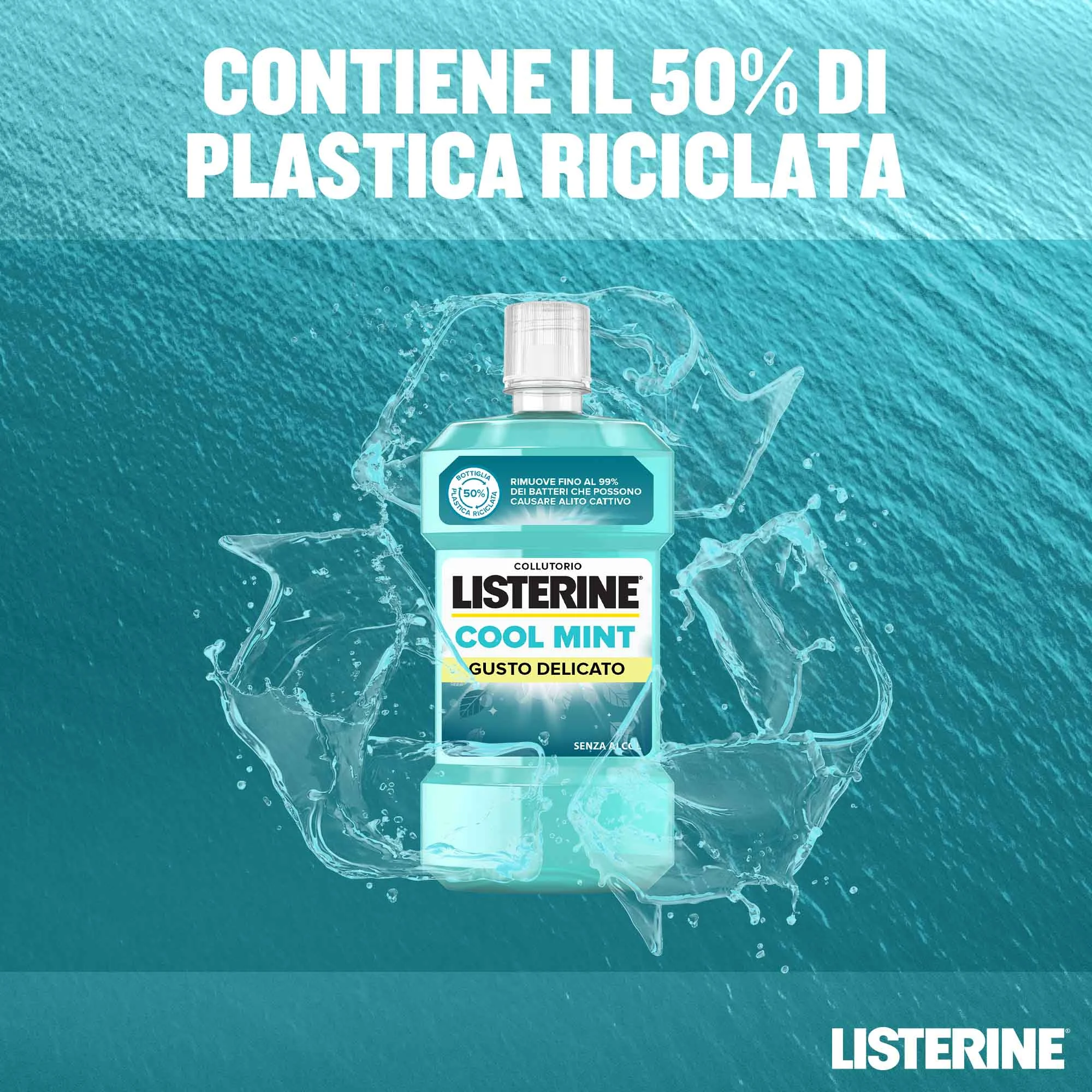 Listerine Cool Mint Gusto Delicato Collutorio 500 ml Alito Fresco