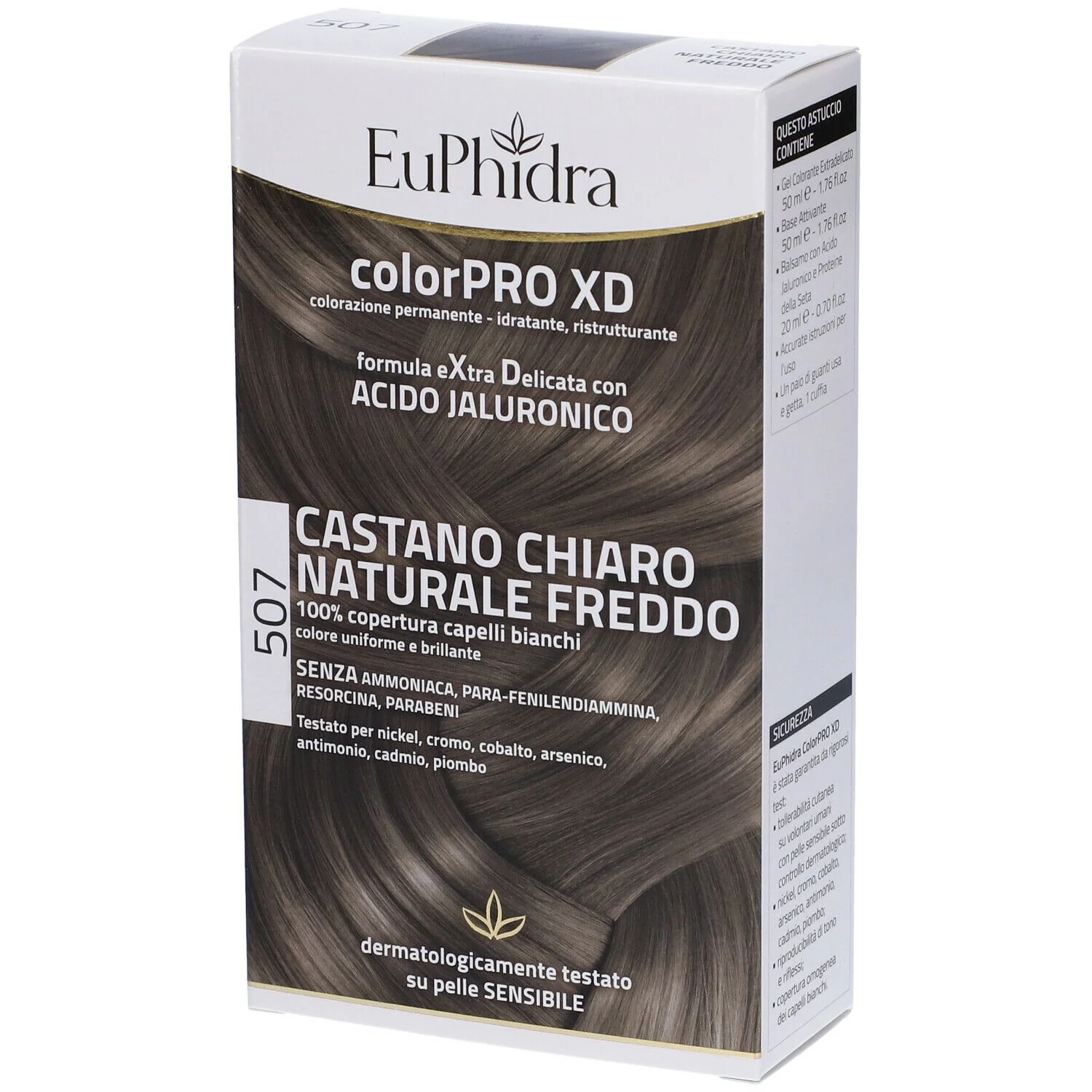 EUPHIDRA COLORPRO XD 507 CASTANO CHIARO NATURALE F COLORE + ATTIVANTE + BALSAMO + CUFFIA + GUANTI