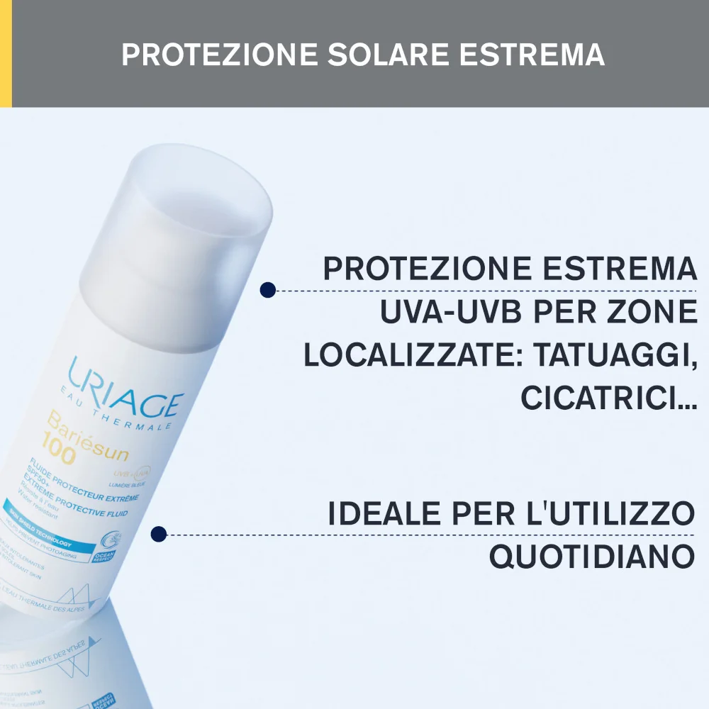 Uriage Barièsun Fluido 100 SPF 50+ Protezione Solare Estrema Viso 50 ml 