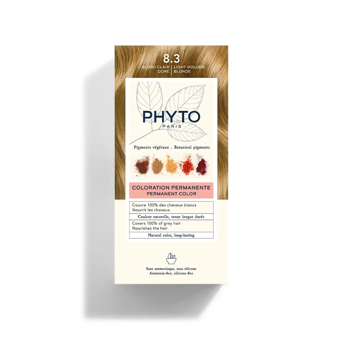 Phyto Phytocolor 8.3 Biondo Chiaro Dorato Colorazione Permanente Senza Ammoniaca 100% Copertura Capelli Bianchi