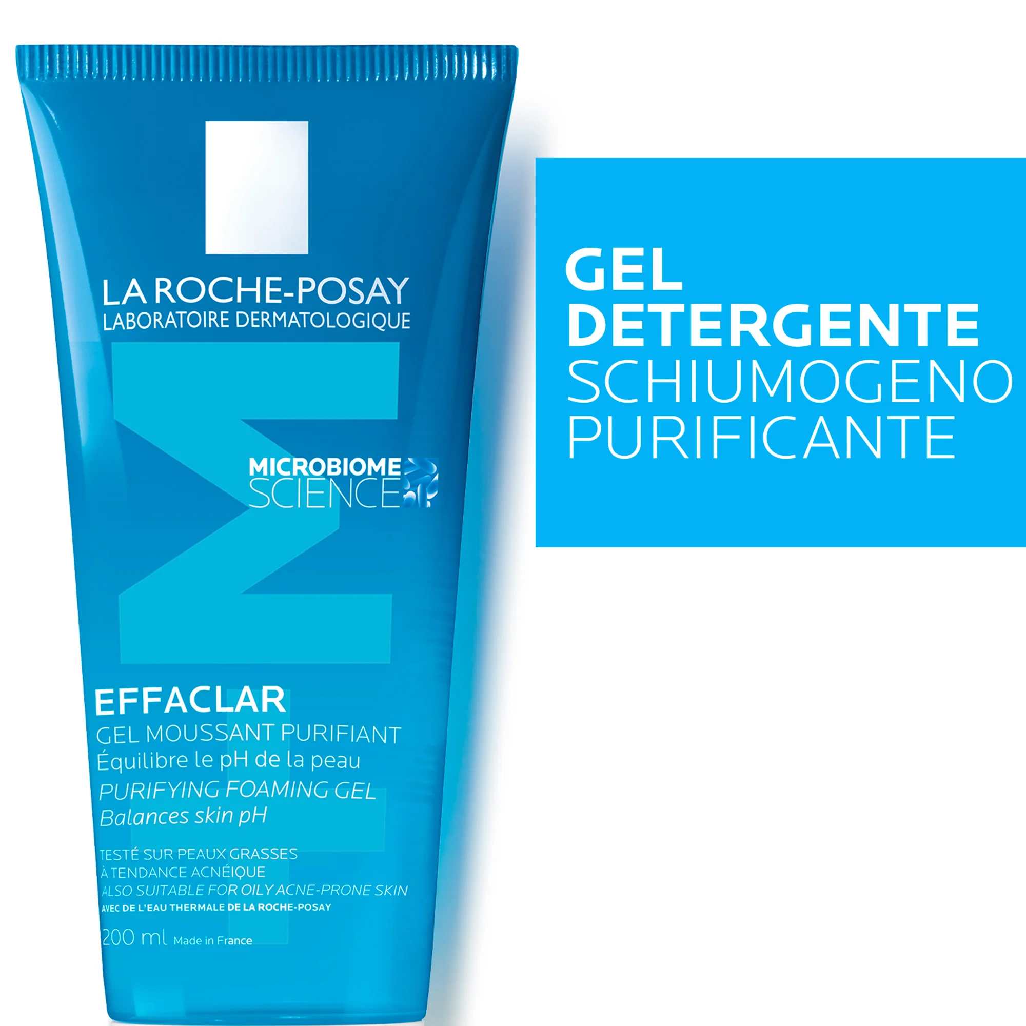 La Roche Posay Effaclar Gel Mousse Purificante 200 ml Detergente Viso per Pelle Grassa e Sensibile