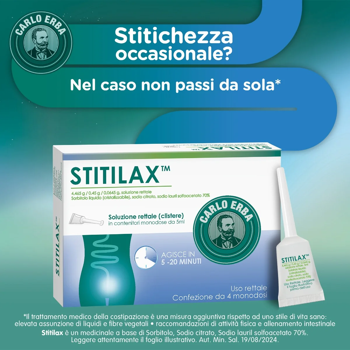 Stitilax Soluzione Rettale 4 Fl Monodose 5 Ml 