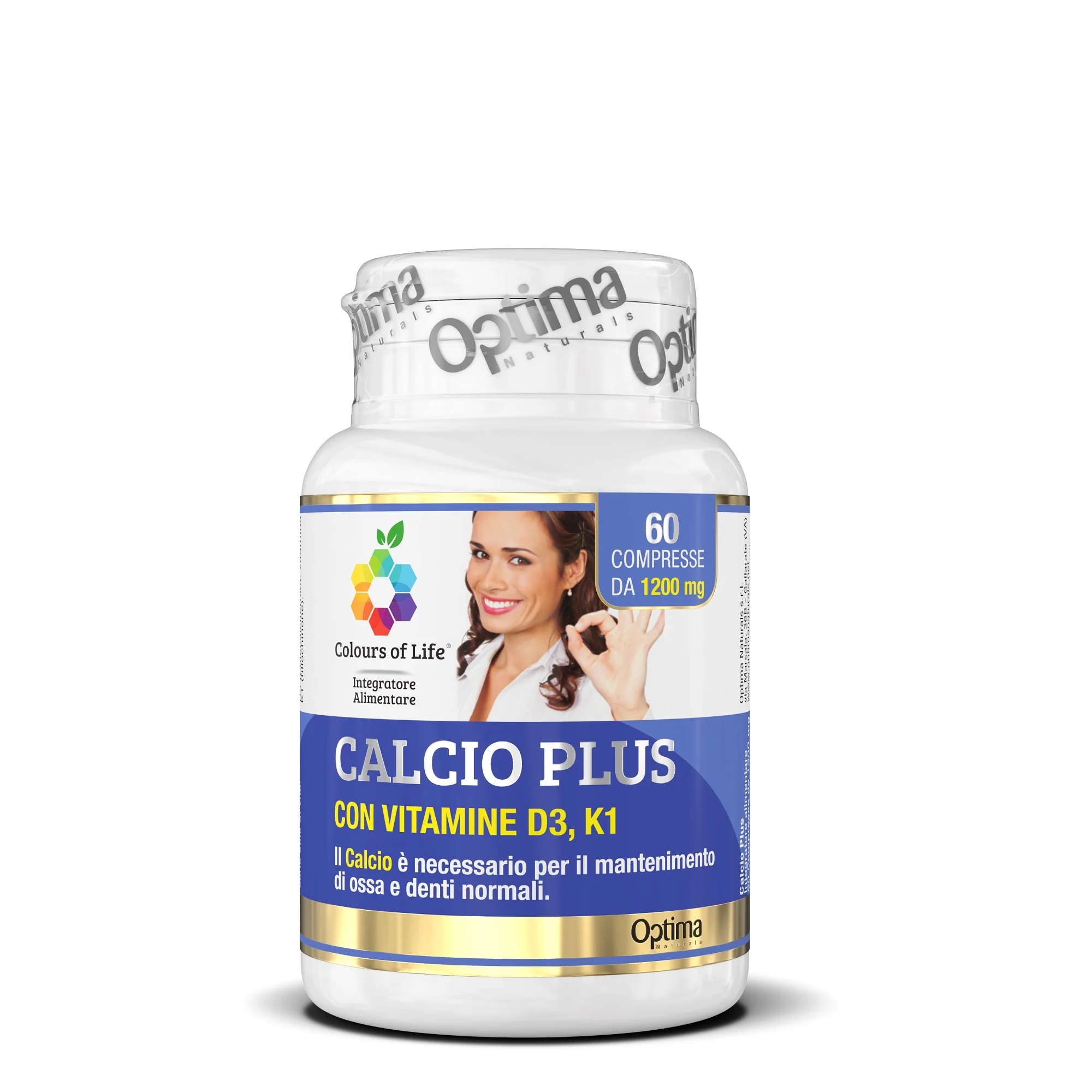 Optima Colours of life Calcio Plus 60 compresse Con vitamina D3 e K1 per il benessere di ossa e denti