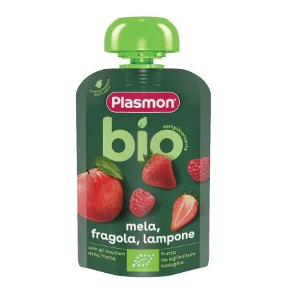 PLASMON BIO POUCH MELA FRAGOLA LAMPONE 100G