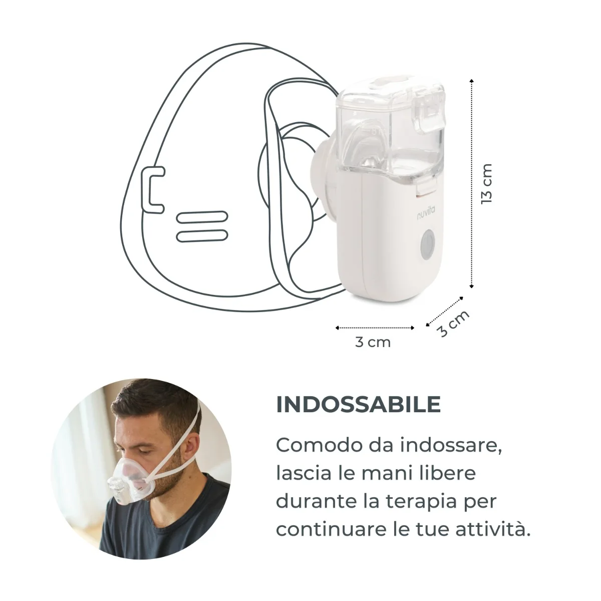 Nuvita Aerosol Mesh Indossabile Dispositivo Tascabile