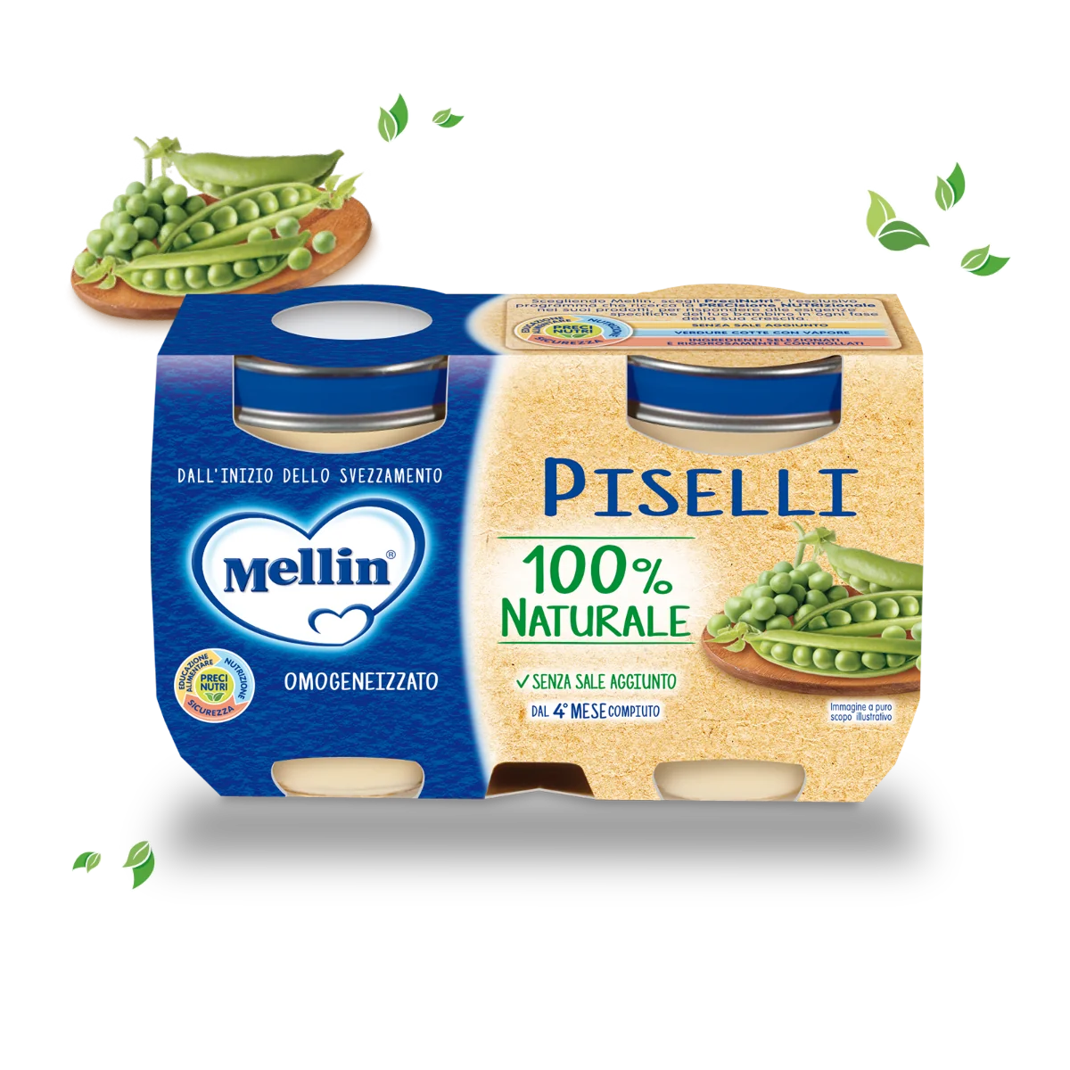 MELLIN OMOGENEIZZATO PISELLI 2X125G