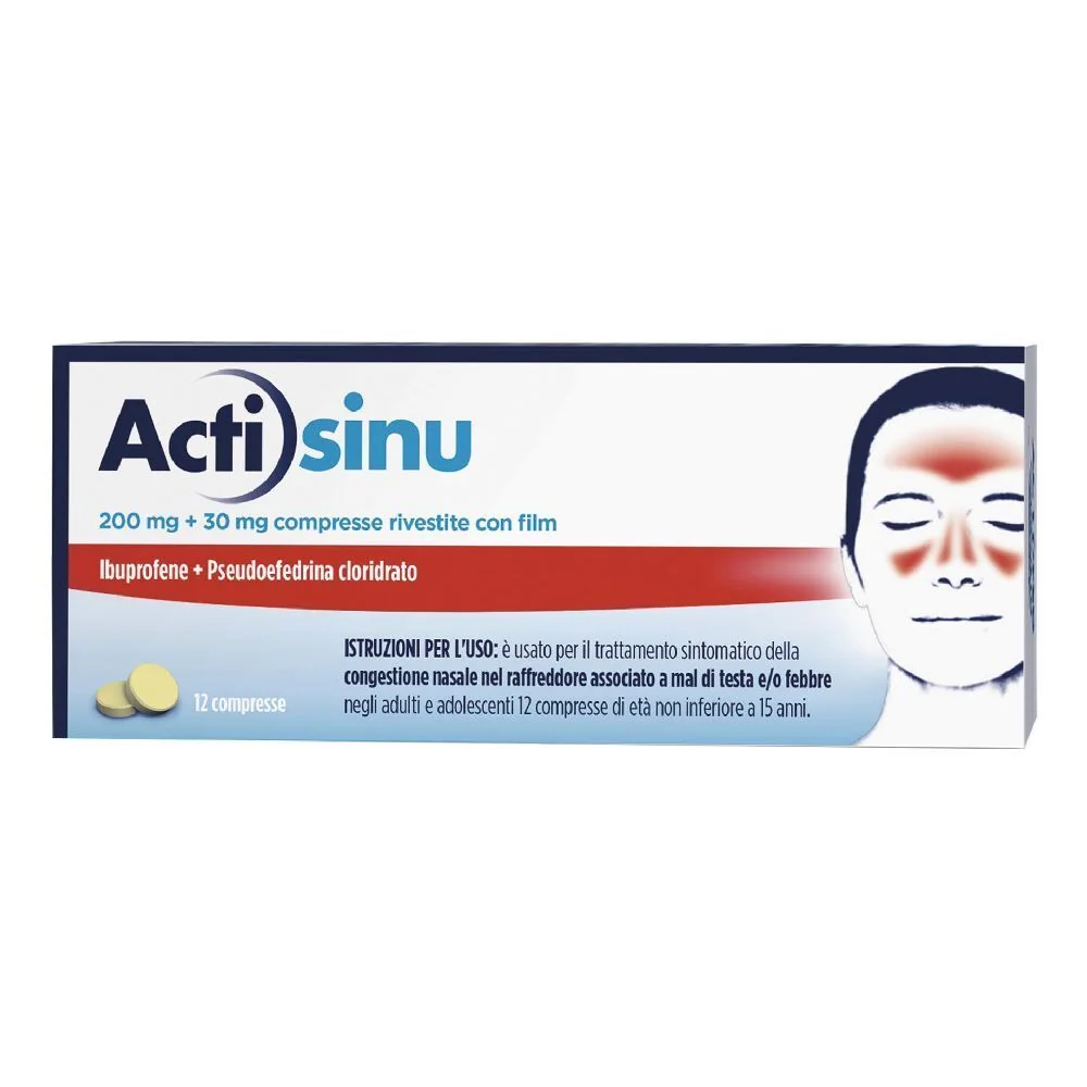 ACTISINU 12 COMPRESSE RIVESTITE 200 MG + 30 MG