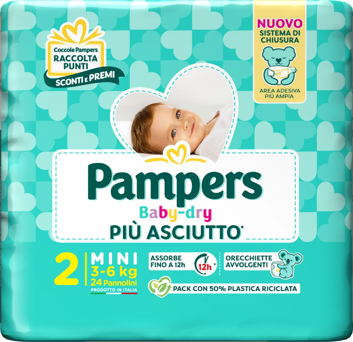 PAMPERS BABY DRY PANNOLINO DOWNCOUNT MINI 24 PEZZI