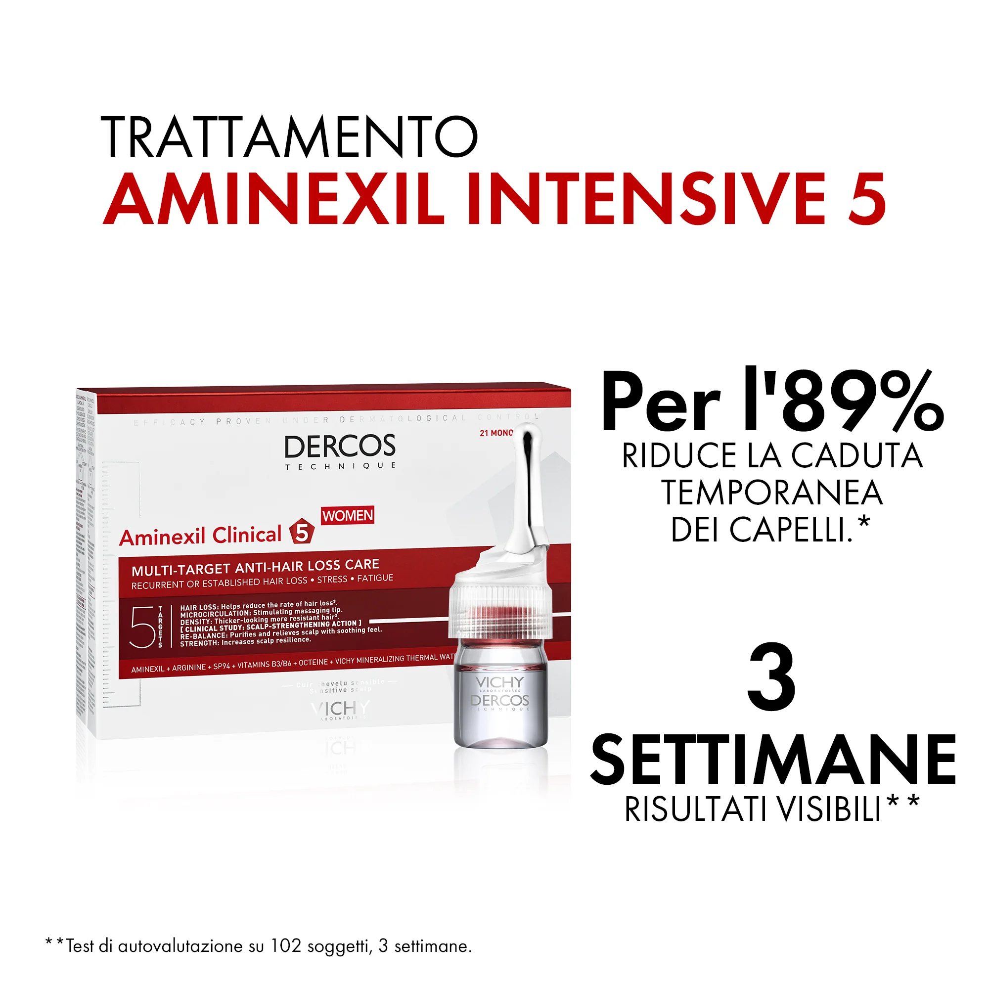 Vichy Dercos Aminexil Intensive 5 Donna 21 Fiale Trattamento Anticaduta