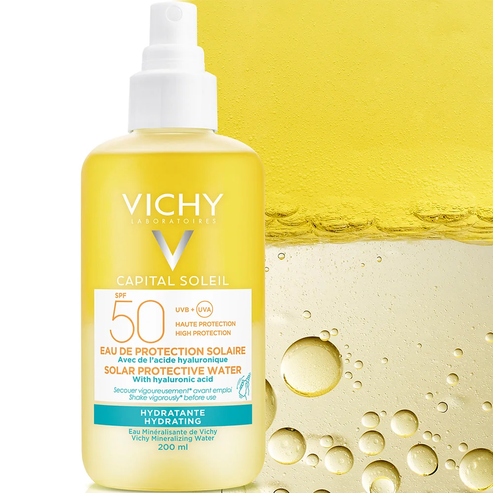 Vichy Capital Soleil Acqua Solare Idratante SPF 50 200 ml con Acido Ialuronico