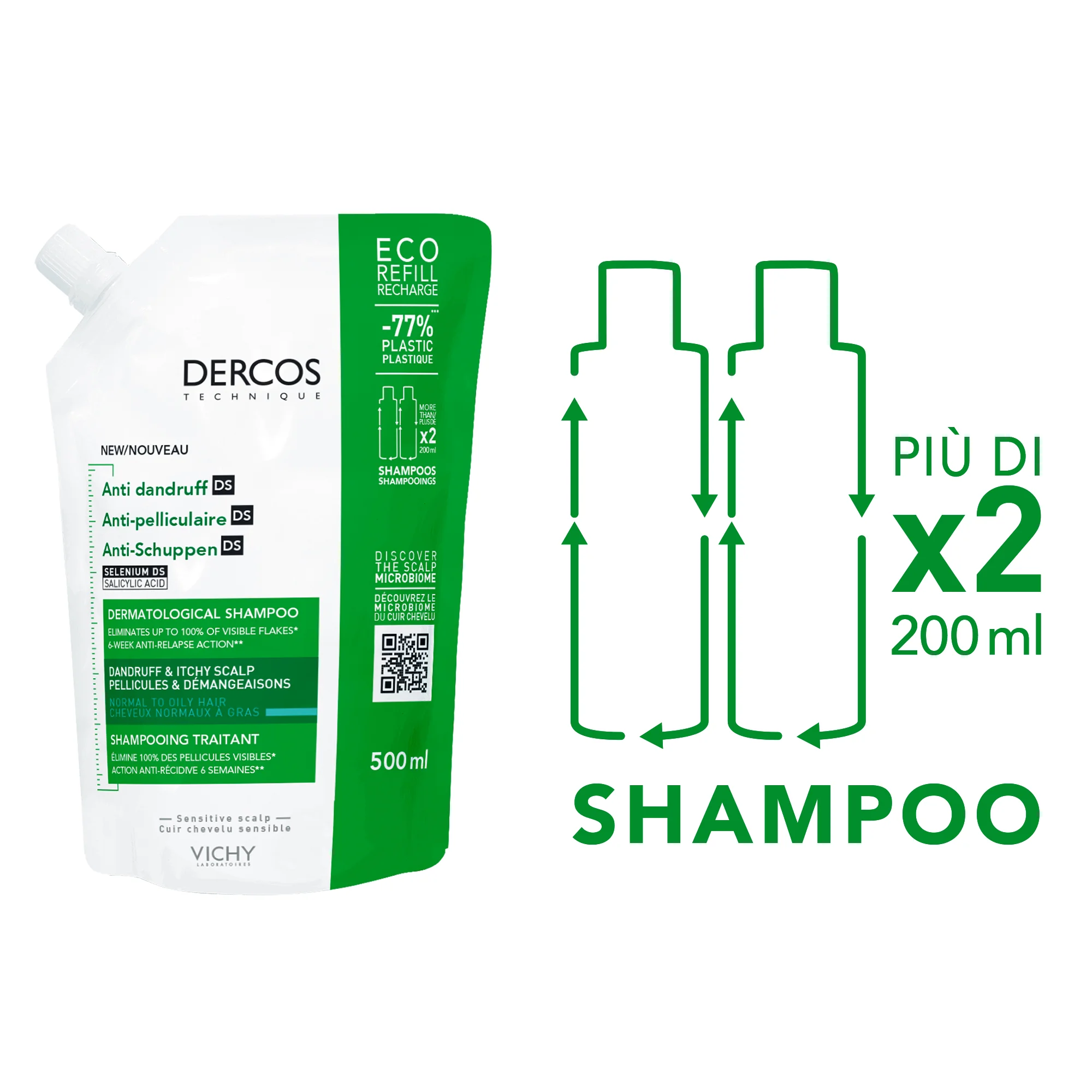 Vichy Dercos Eco 500 Ml Ricarica Shampoo Anti Forfora