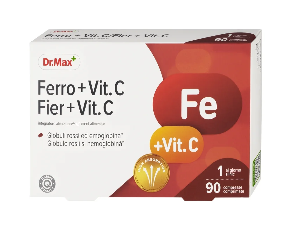 Dr. Max Iron+Vitamin C 90Tbl Vitamina C e Ferro