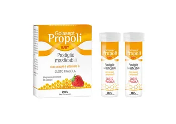 GOLASEPT PROPOLI BABY PASTIGLIE MASTICABILI INTEGRATORE GUSTO FRAGOLA 24 PASTIGLIE