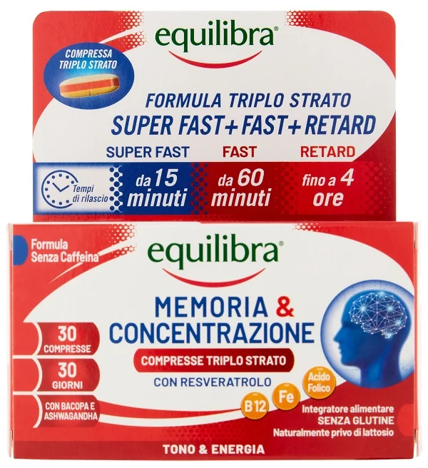 EQUILIBRA MEMORIA & CONCENTRAZIONE 30 COMPRESSE TRIPLO STRATO