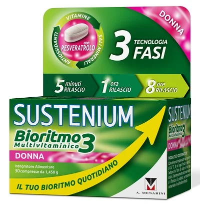 SUSTENIUM BIORITMO 3 MULTIVITAMINICO DONNA INTEGRATORE CON RESVERATROLO 30 COMPRESSE