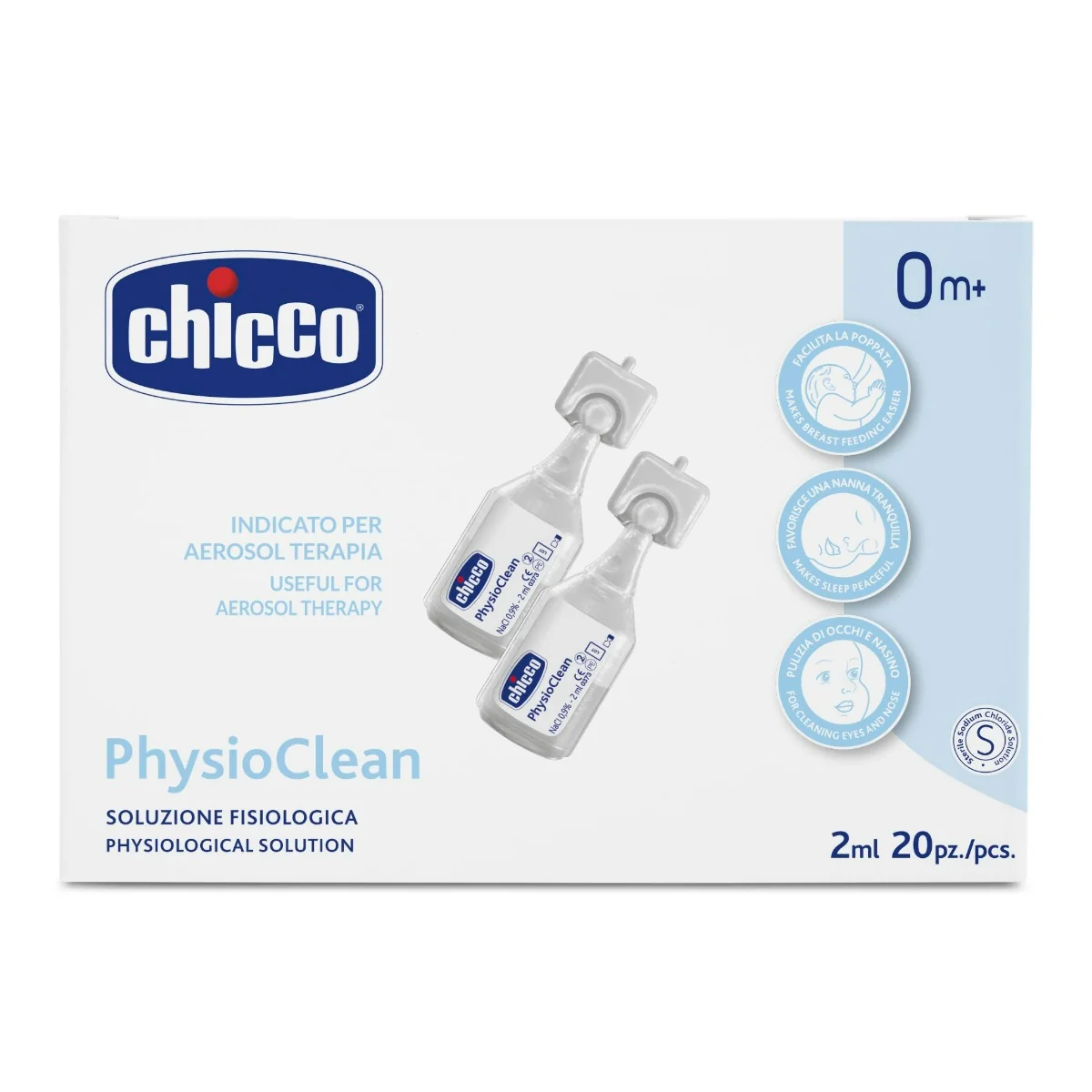 CHICCO PHYSIOCLEAN SOLUZIONE FISIOLOGICA 2ML 20 PEZZI