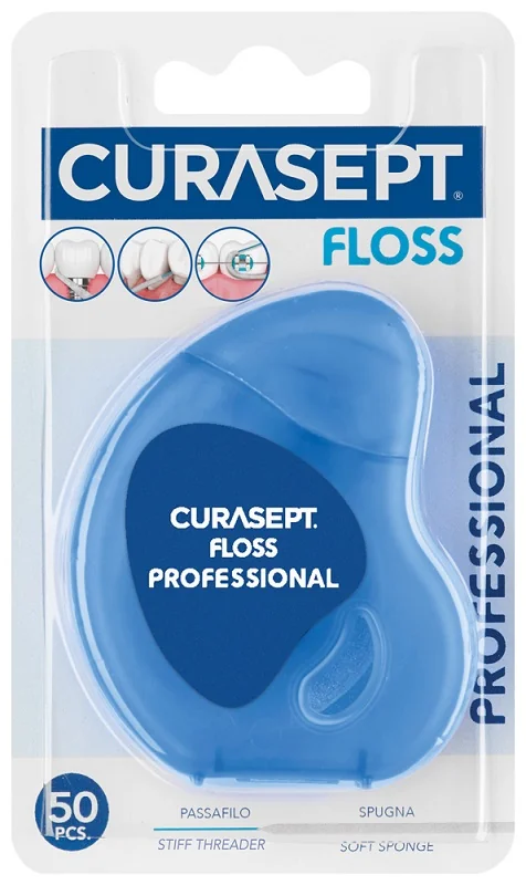 CURASEPT FLOSS PROFESSIONAL FILO INTERDENTALE CON PASSAFILO E SPUGNA 50 M